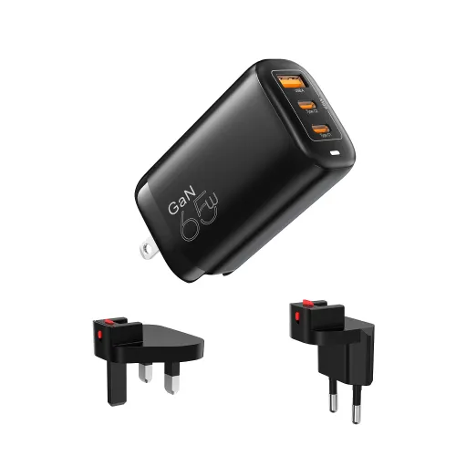 Vyvylabs GAN65FST-02 GaN Fast Charger 65W A+2C Adapter (US+EU+UK plug)